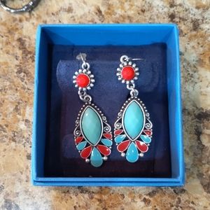 Boho Turquiose and Carnelian Earrings